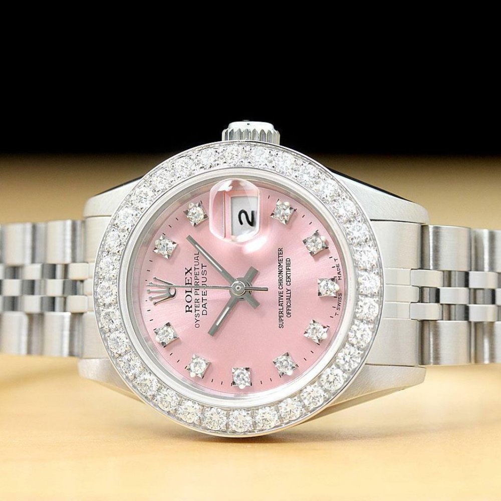 Sale! Rolex 18k Pink 1ct++ Diamond Datejust Watch